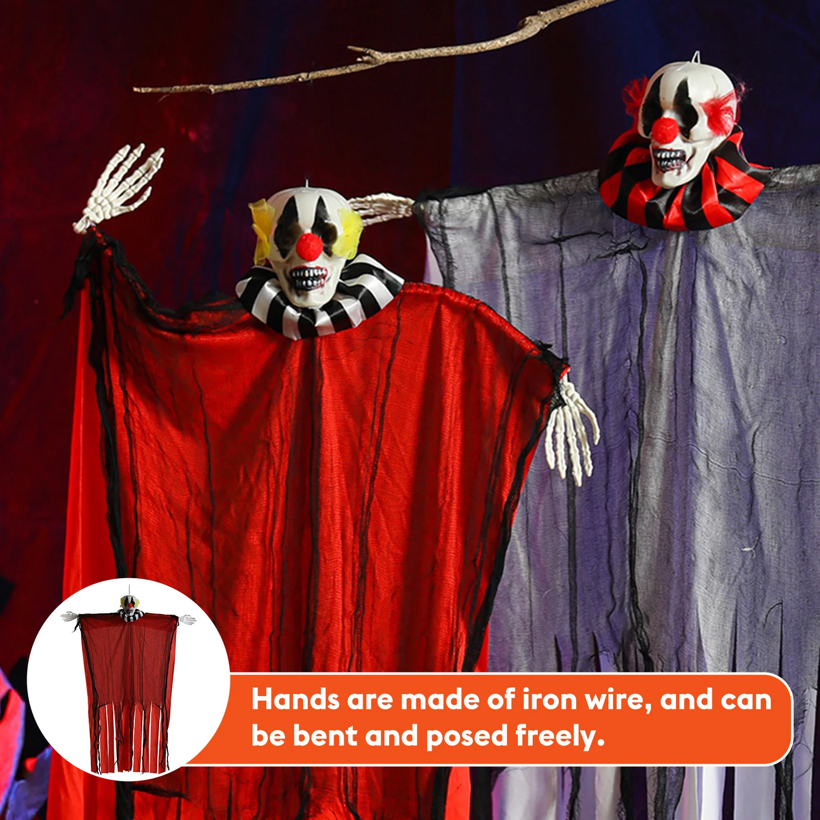 

Terrifying Joker Pendant Floating Cloth Hanging Ghost Ornament For Garden Courtyard 2025 Halloween Party Decoration Props