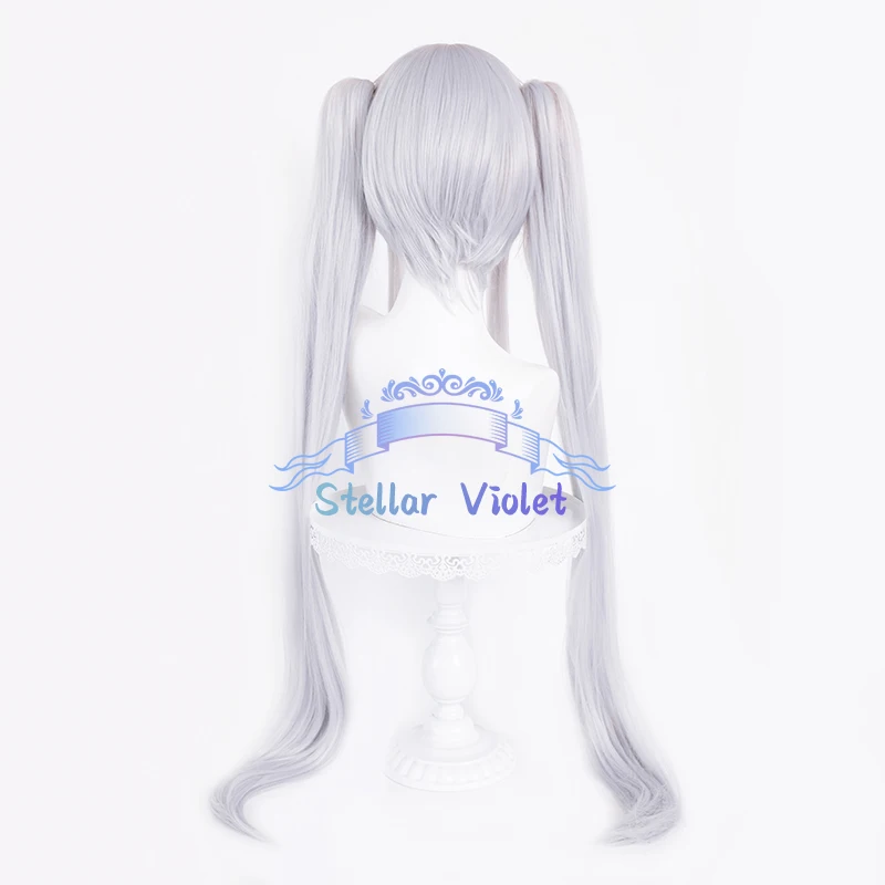 Game Azur Lane Wig Janus Halloween Cat Cosplay Wigs Cosplay Costumes Heat Resistant 100CM Long Silver Grey Janus Synthetic Wigs