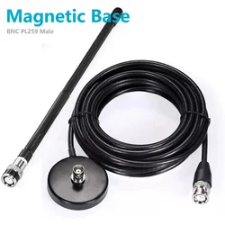 27cm CB Antenna 27MHz CB Radio Antenna Soft Whip Magnetic Base RG58 BNC Extension Cable UHF PL-259 Male Connector Adapter