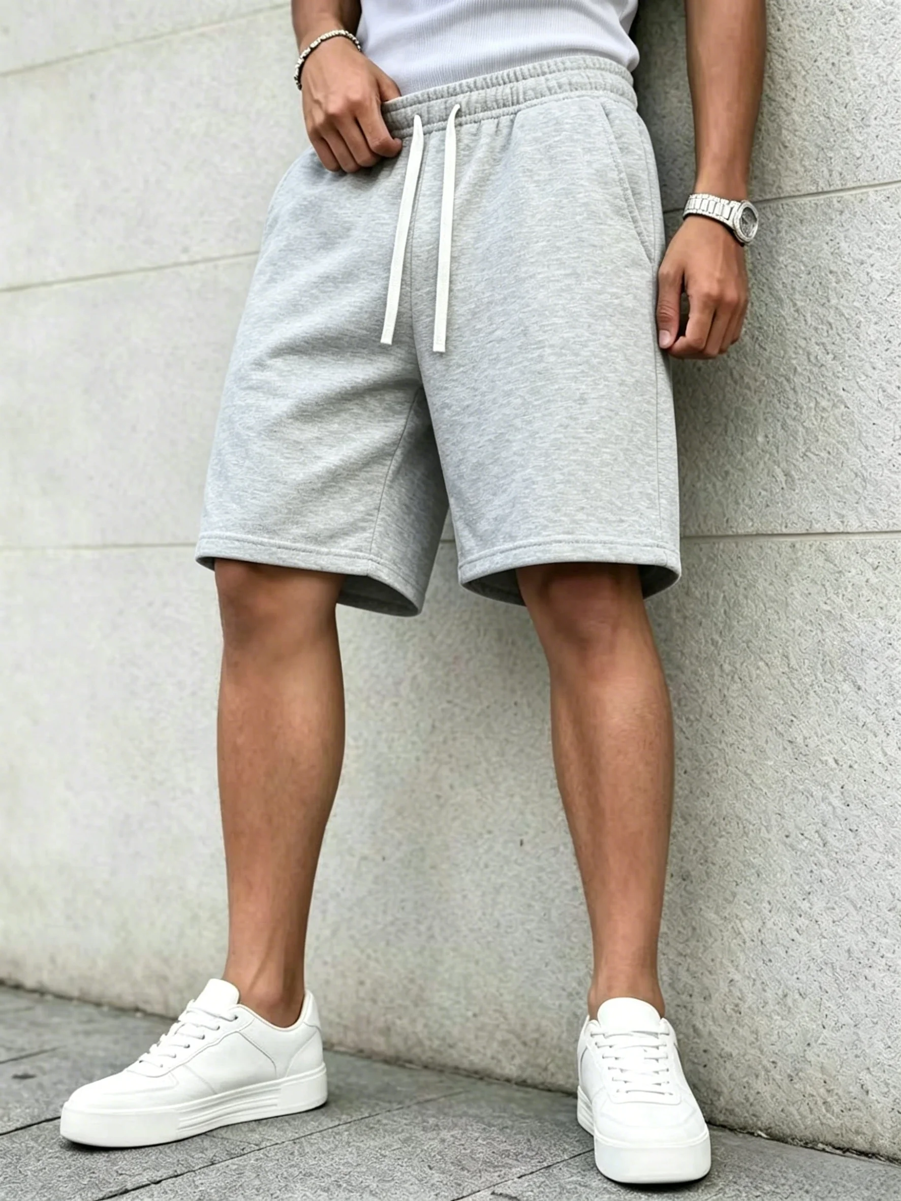 Product 2026 Spring Summer Light Plate Thin Velvet Loose Thin Velvet Men'S Casual Running Athletic Shorts Knit Fabric