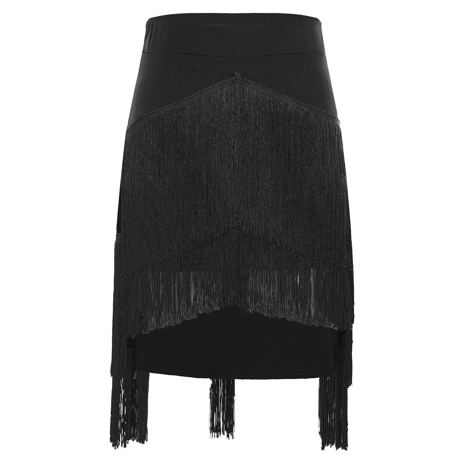 

Latin Belly Dance Practice Wear Outfit Women Sexy Mesh Strappy Crop Top And Tassel Fringe Skirt for Ballroom Samba Rumba Class