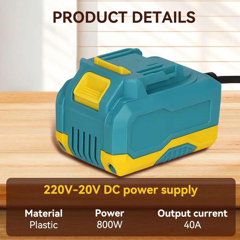 Podofo 220V AC zu 20V DC 40A DC-Stromadapter-Ladegerät-Wechselrichter für 18V-Schnittstellen-Elektrowerkzeuge EU-Stecker für kabelloses Werkzeugzubehör. – Detail 2