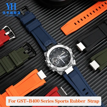 G-SHOCK 카시오 GST-B400 시리즈용 고무 시계 밴드, 스틸 하트 GST-B400BD 시계 밴드, 방수 실리콘 스포츠 스트랩 팔찌