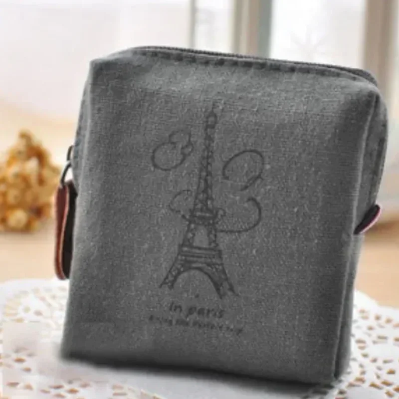 Vintage Paris Coin Purse Korean Zakka Small Bag Nostalgic Memory Canvas Coin Bag Urban Simplicity Billetera Para Hombres 지갑