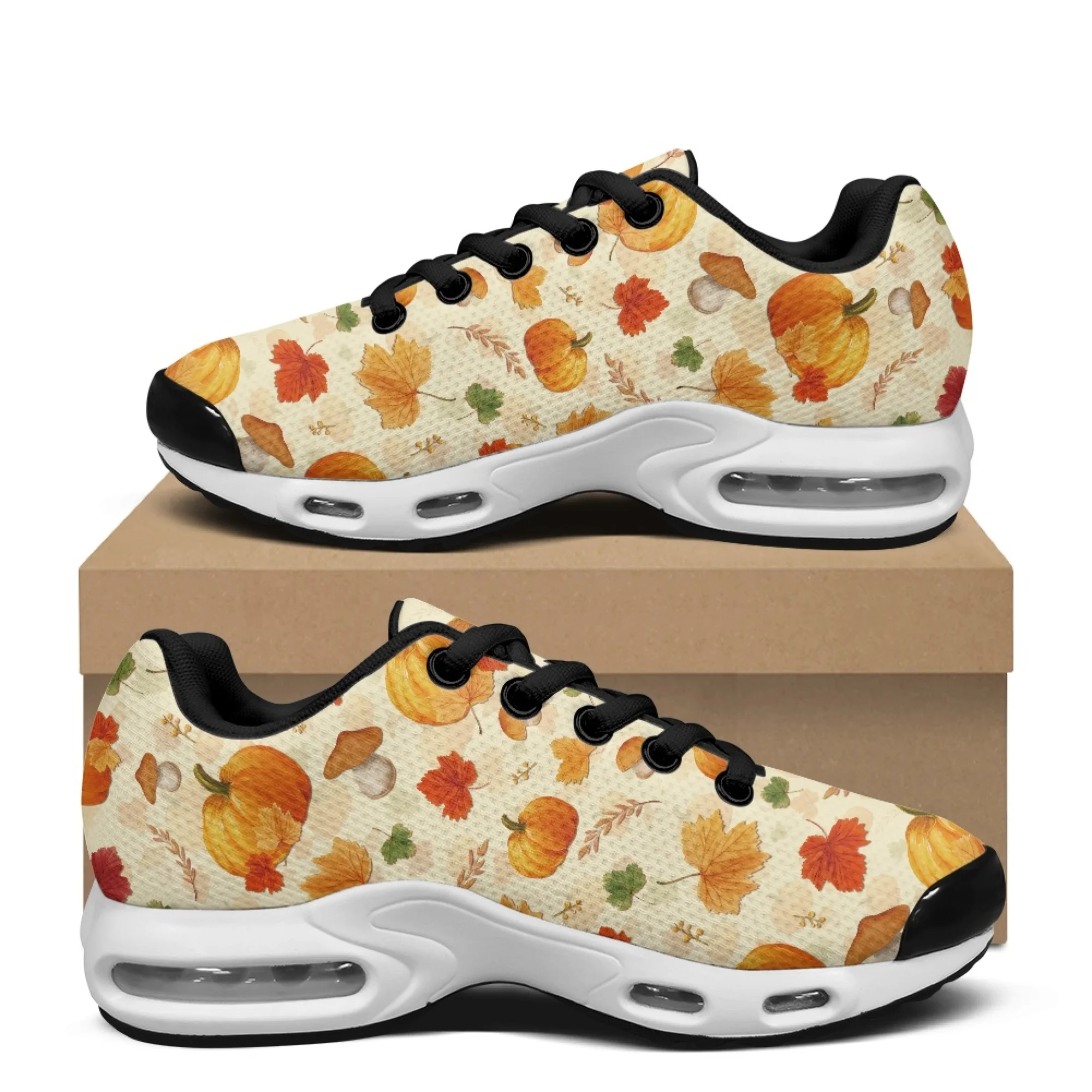 XIXIRIMIDO Mesh Sneakers Breathable Walking Shoes Thanksgiving Maple Leaf Shoes Pumpkin Shoes for Woman Scarpe Running Uomo