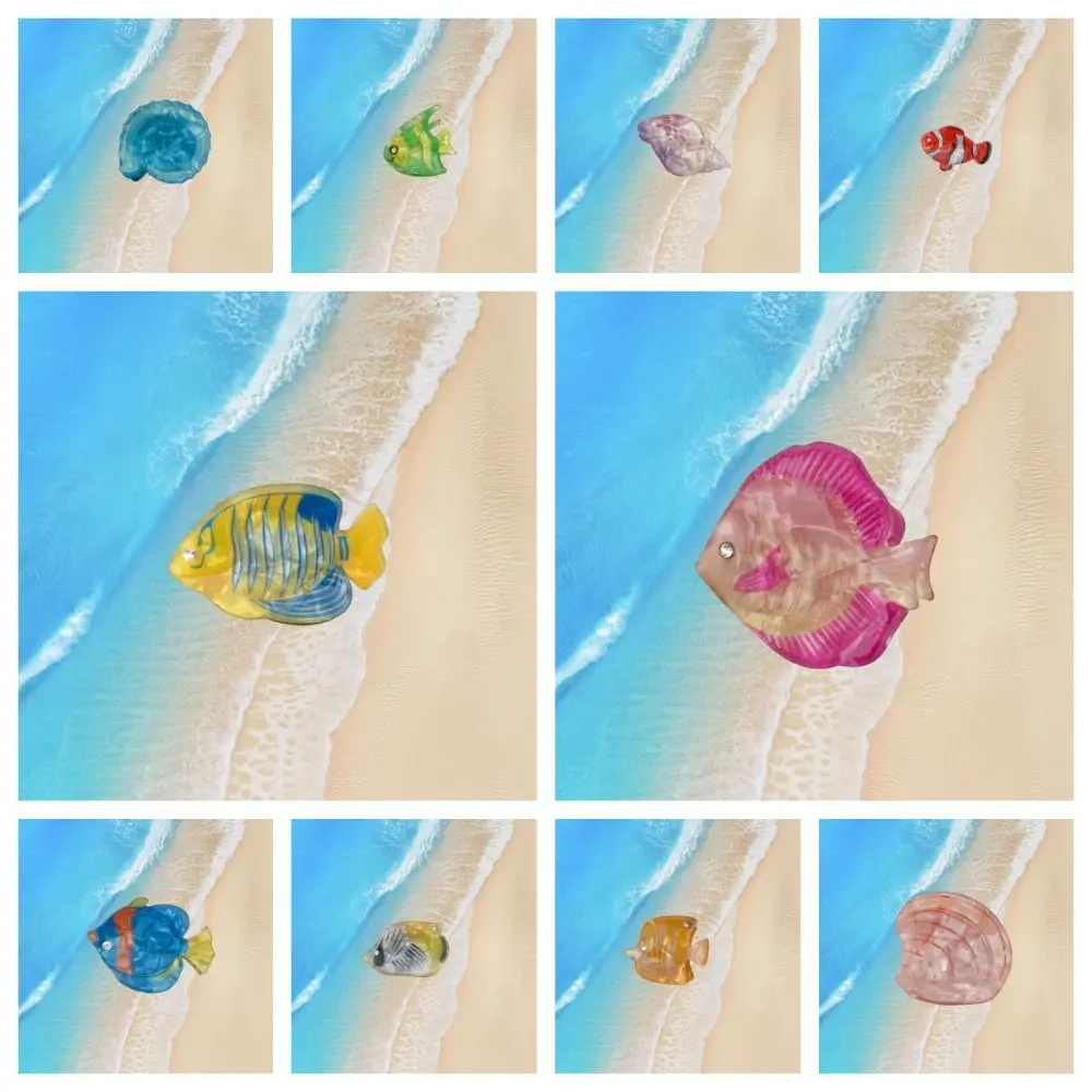 Sweet Animals Hairpin Acetate Animal Hair Clip Cartoon Sea Animal Mini Hair Claw Conch Barrette Girls image 4
