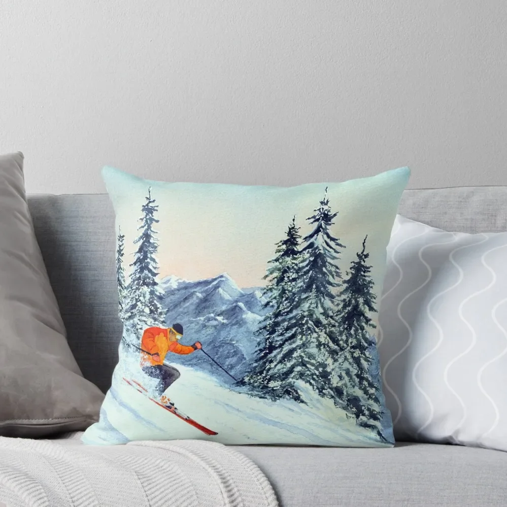 Skiing - The Clear Leader Throw Pillow Sofa Cushions Covers Sofa Covers Anime Pillow