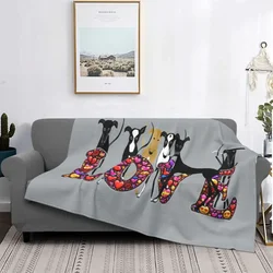 Ultra-Soft Warm Love Hounds Throw Blanket Flannel Greyhound Whippet Sighthound Dog Blanket for Bed Office Couch Bedspreads Quilt