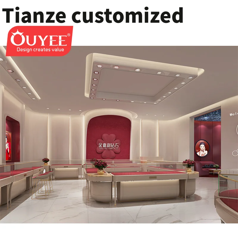 

Customized-Decorative Design Store Jewelry Display Counter Jewelry Shop Interior Designs Ideas jewellery Showcase