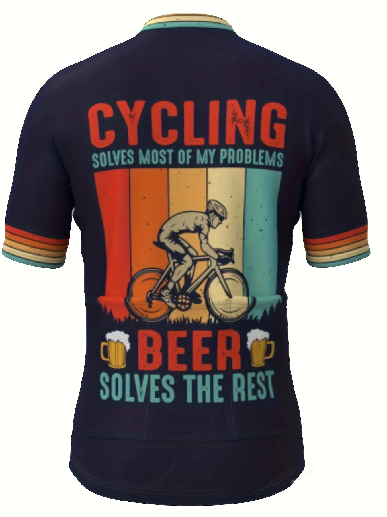 Mens Short Sleeve Cycling Jersey Quick Dry Mountain Bike Cycling Top Riding Solves Most Of My Problems Beer Solves The Rest