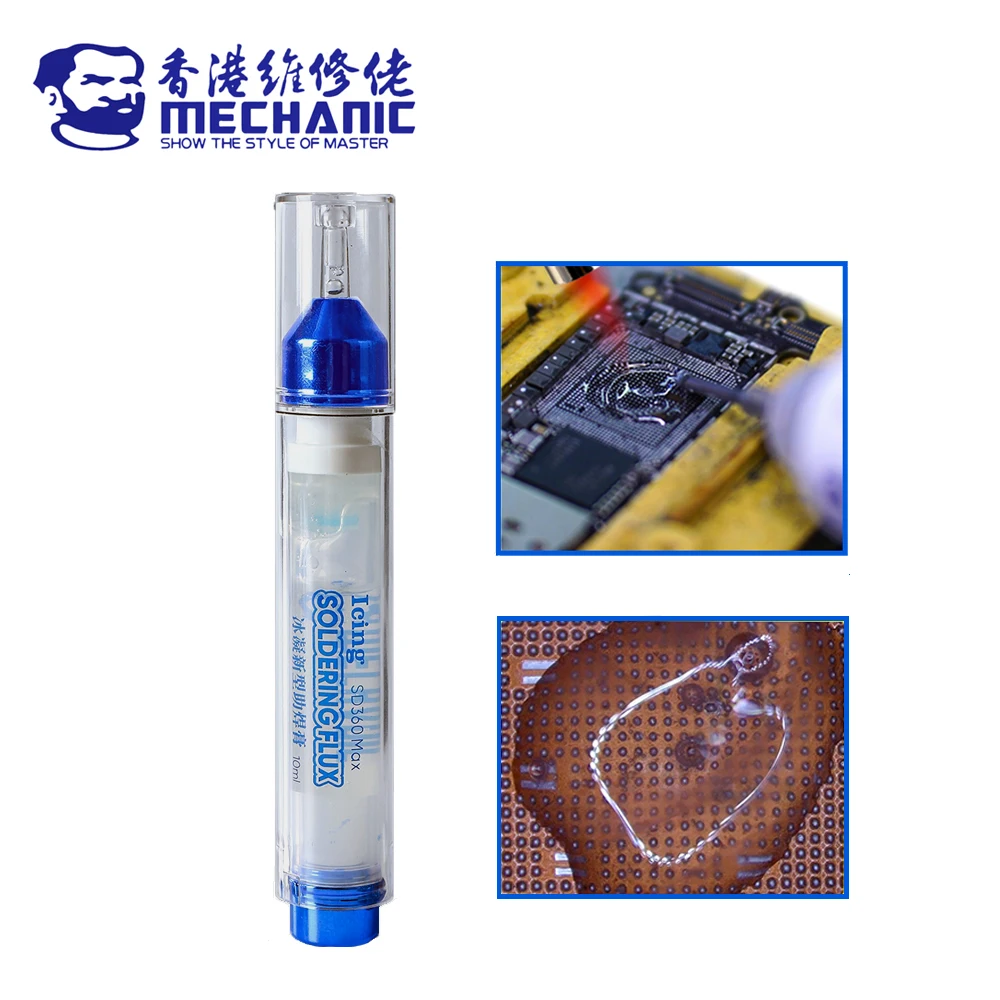 MECHANIC Icing SD360 Max 10cc No-Clean Transparent Solder Paste Welding Advanced Oil Flux For PCB SMD BGA SMT Soldering Repair