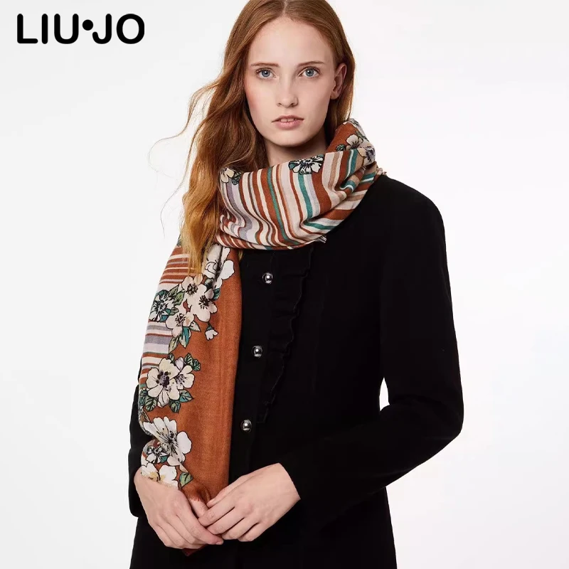 Liu jo Luxury Brand Trade Italy Scarf Flowers Printed Long Scarf Shawl Sunshade Warm Dual purpose Fashion Multiple Scarves