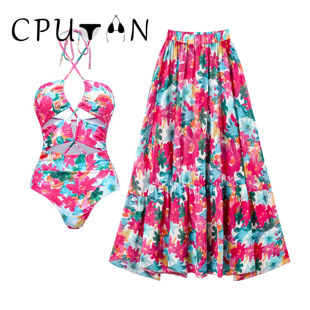 CPUTAN 2025 New Brazilian Bikini Bandage Swimwear Women's Swimsuit Two Piece Set Female Sexy Mujer Floral Print Beachwear Summer