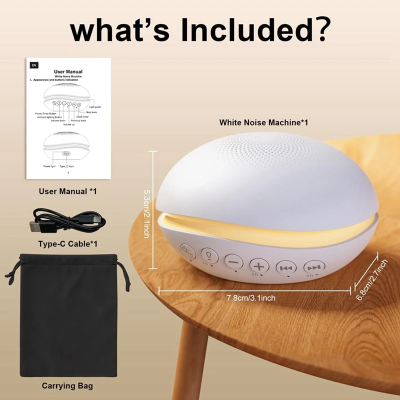 White Noise Machine Portable Sleep Sound Machine With26 Soothing Sounds Andnight Lights Sound Therapy Forhome, Travel