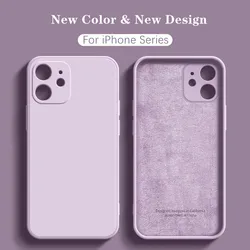 Luxury original square liquid silicone phone case for iPhone15 14 13 12 11 Pro Max Mini X XR XS 7 8 Plus Shockproof Soft Case