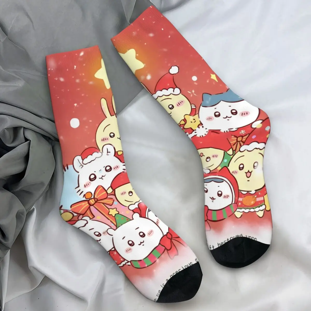 Adults Men Socks MINISO Sanrio Chiikawa Christmas Stockings Spring Trendy Warm Soft Socks Printed Outdoor Anti Bacterial Socks