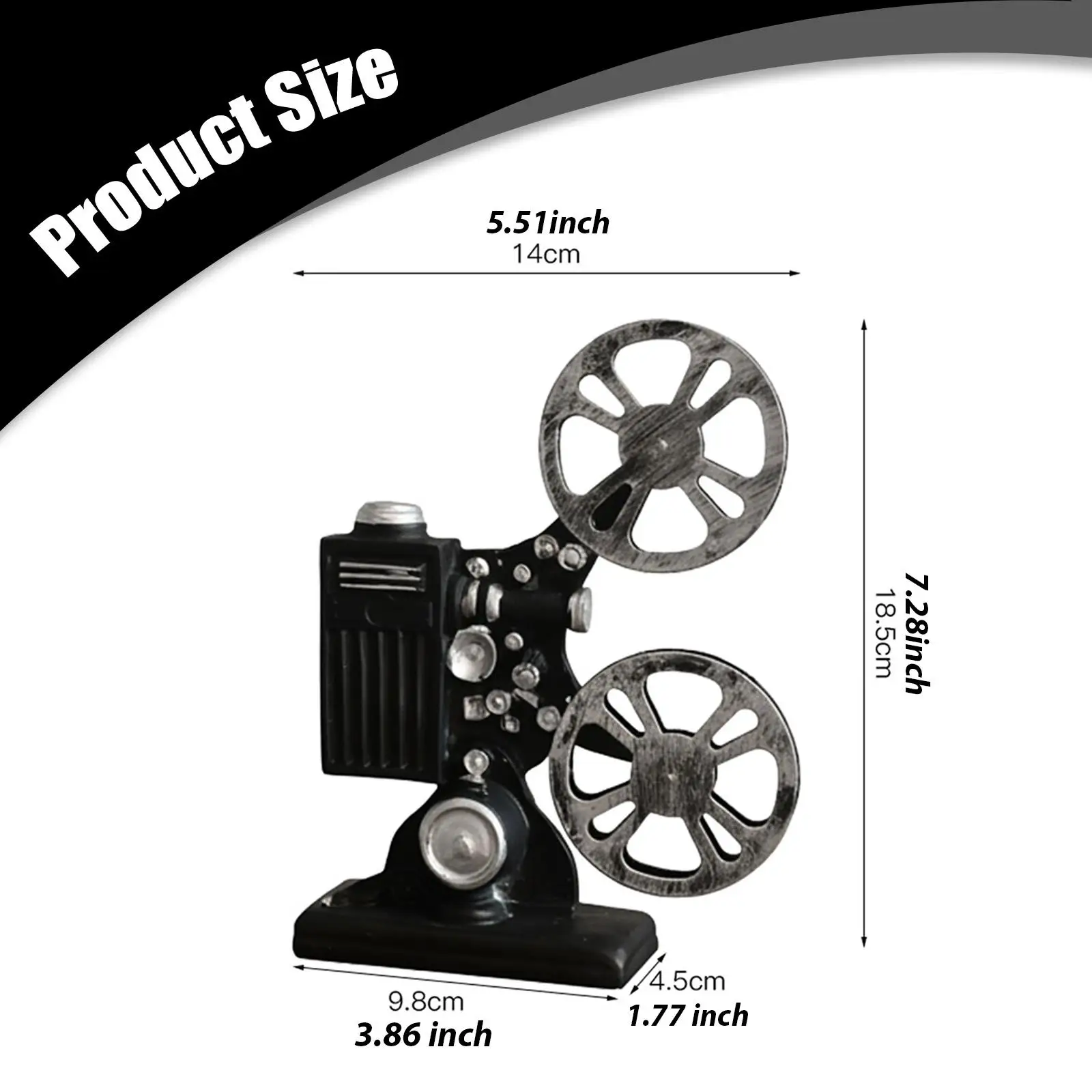 Retro Style Movie Film Projector Model Resin Camera Prop Vintage Table Desk Decor for Aesthetic Room