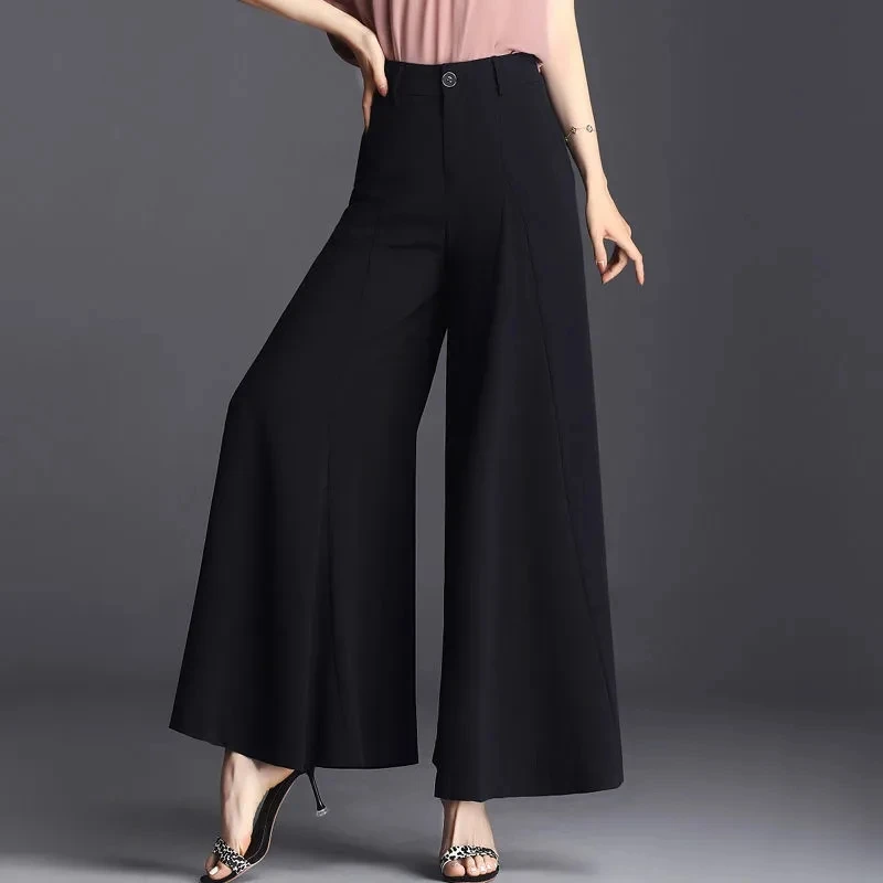 

High-Waisted Slim Summer New Drape Wide-Leg Pants Women's Large-Footed Hakama Casual Dancing Pants Leg Swing Pants Women's Pants