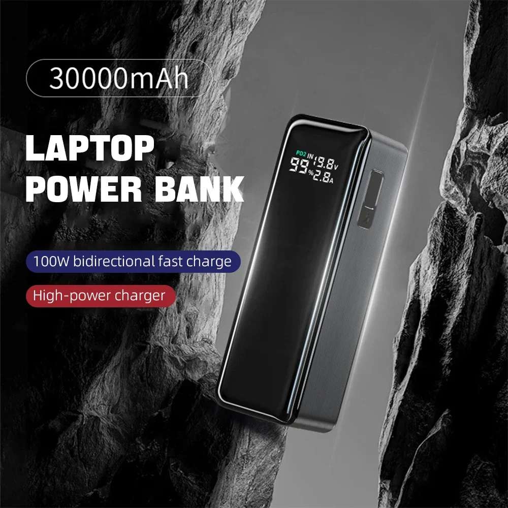 TFT Digital Display PD100W PD QC SCP PD80W+PD80W Laptop Phone Earphone Portable Two Way Fast Charging 160W Power Bank 30000mah