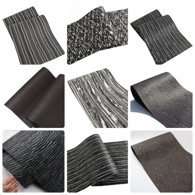 250X58cm Tech Black Wood Veneer Collection Rich Textured Finish for Cabinet Furniture DIY Art Projects Door Wall Paneling Veneer