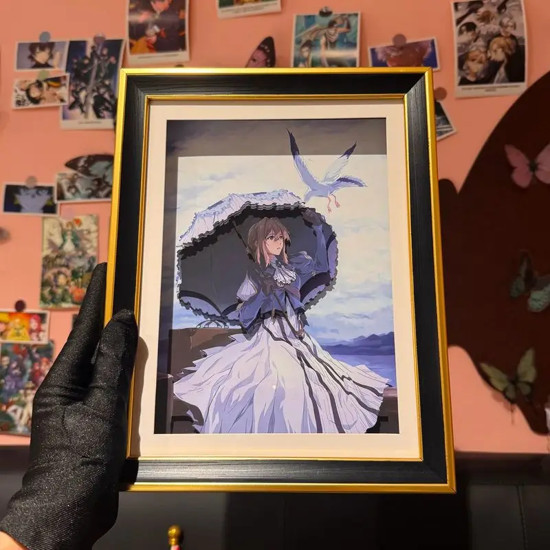 新しいフォトフレームヴァイオレットエヴァーガーデンアニメ 3d 手作りアート絵画漫画フィギュア収集画像装飾品寝室のデコラギフト