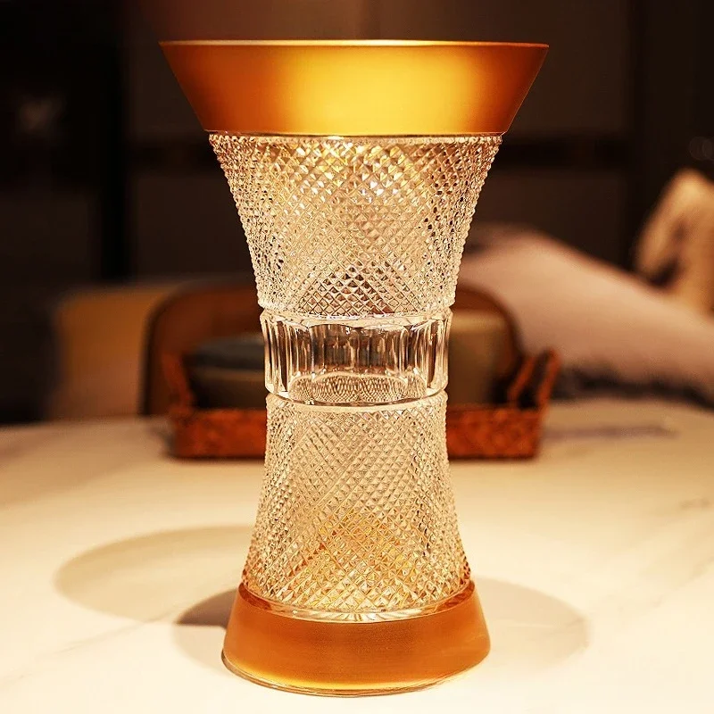 Crystal glass hand-carved exquisite living room ornament flower arrangement vase decoration gift