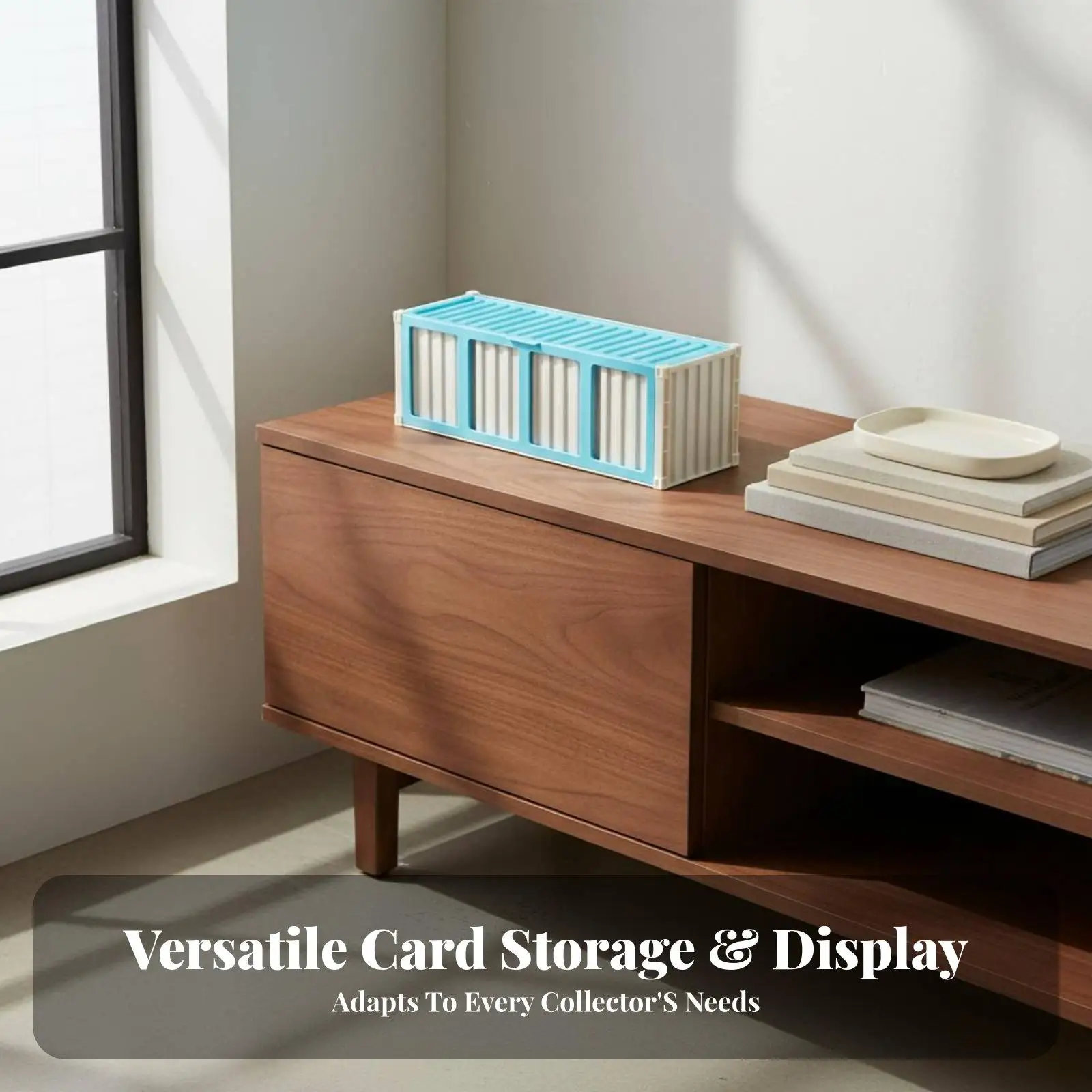 Multifunctional Card Display Shelf for Trading Card Storage Case and Photocard Organizer with Clear Panels