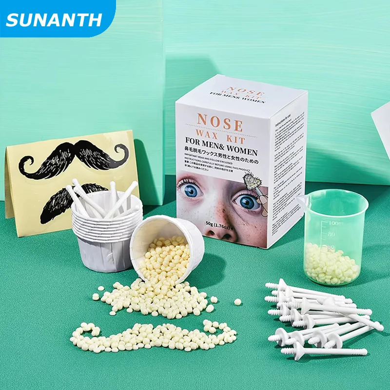 Painless Nose Wax Kit for Men And Women - Paper-Free Nose Hair Removal Cleaning Waxing Beans Depilation Kit Nose Clipper