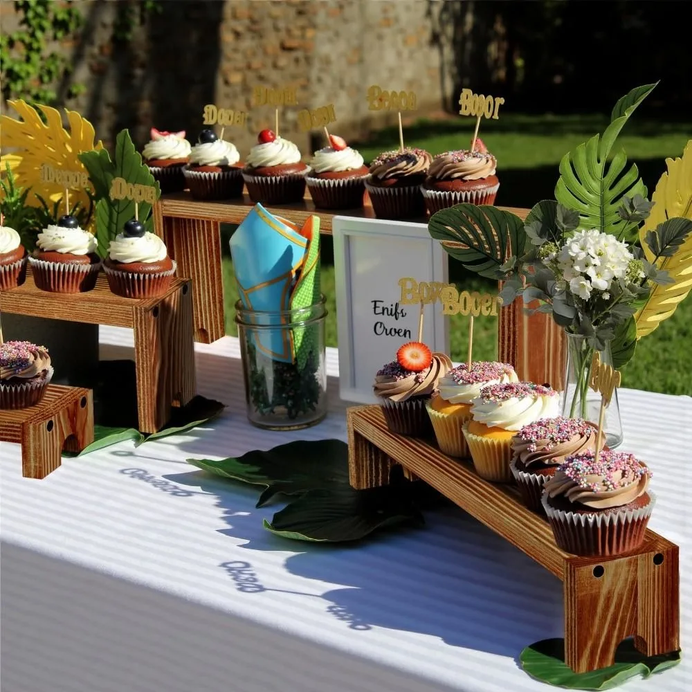 

4 шт./компл., высококачественная деревянная многоуровневая стойка, большая настольная подставка для хранения, многофункциональная полка-органайзер для десерта