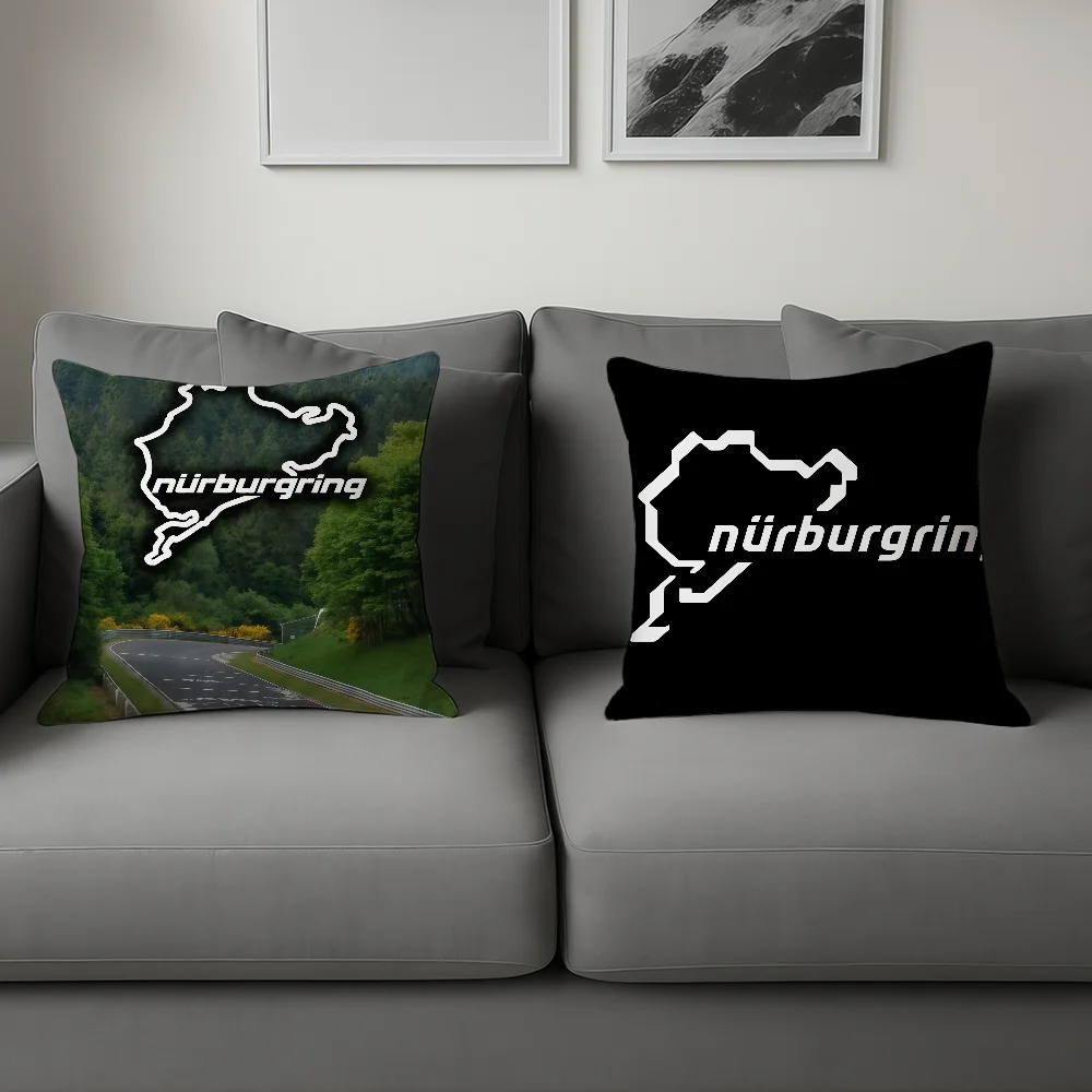 N-Nurburgring Race Track Car cushion cover For Sofa Car Office Cafe Soft And Comfortable Double-Sided Printing Pillow Cover