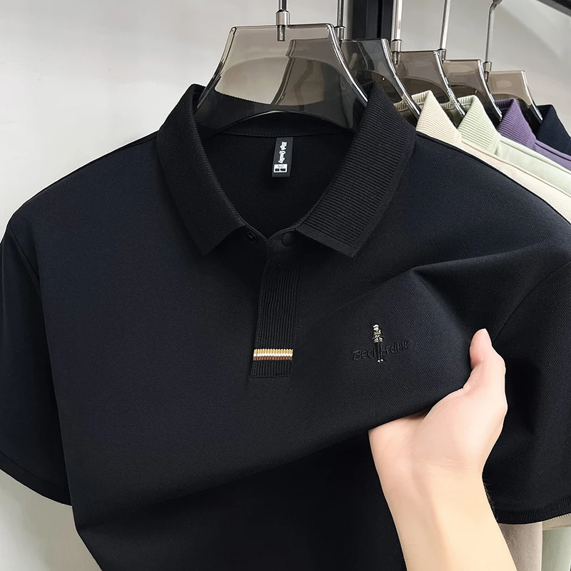Luxury brand short sleeve men's polo shirt fashion letters embroidered breathable new high-quality casual summer golf T-shirt