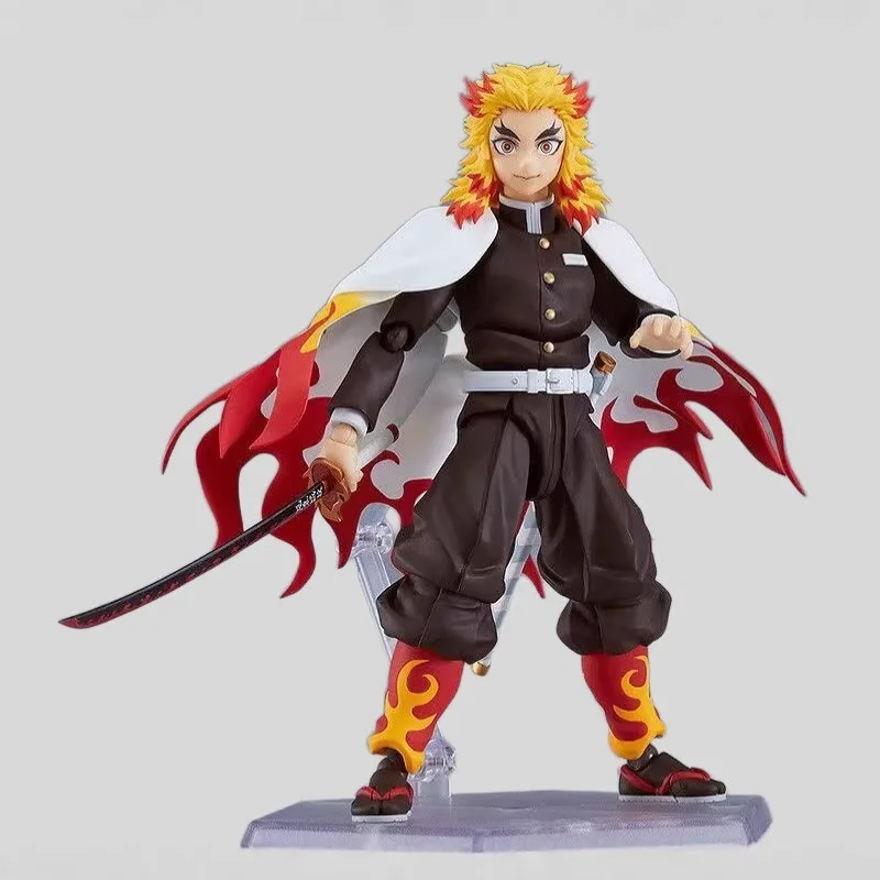 

Аниме фигурку Demon Slayer Rengoku Kyoujurou Figma 553, подвижная модель суставов, игрушки, детский рождественский подарок