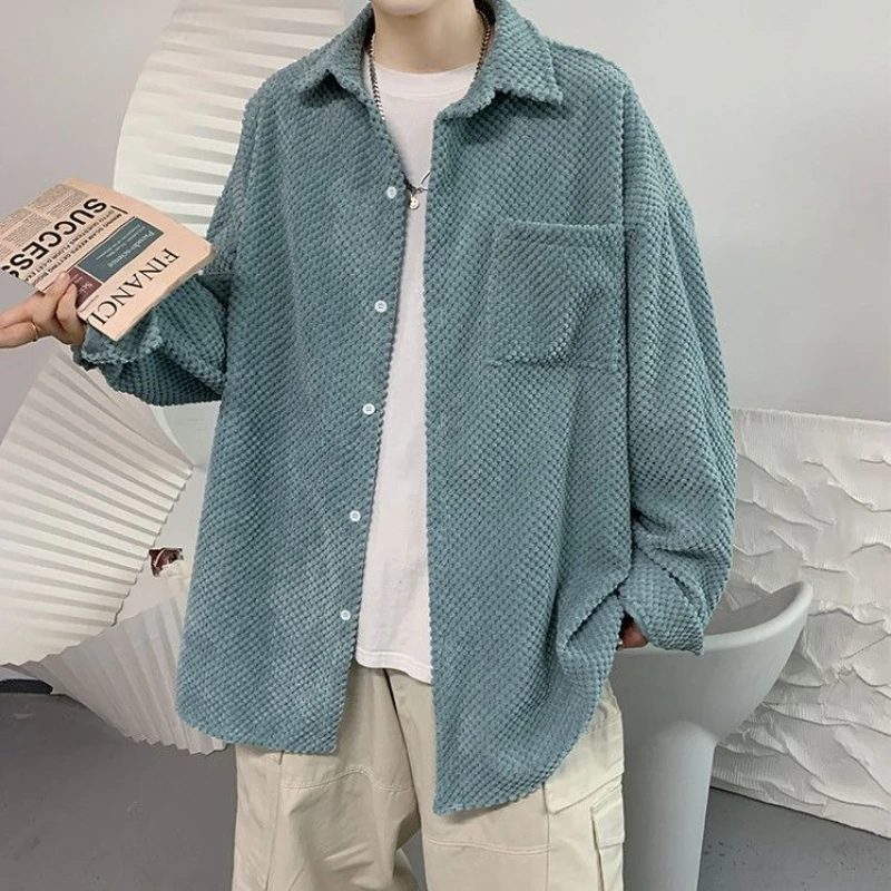 

2025 Новый мужской вельветовый пиджак в стиле ретро, осенняя куртка свободного кроя с дизайнерскими деталями