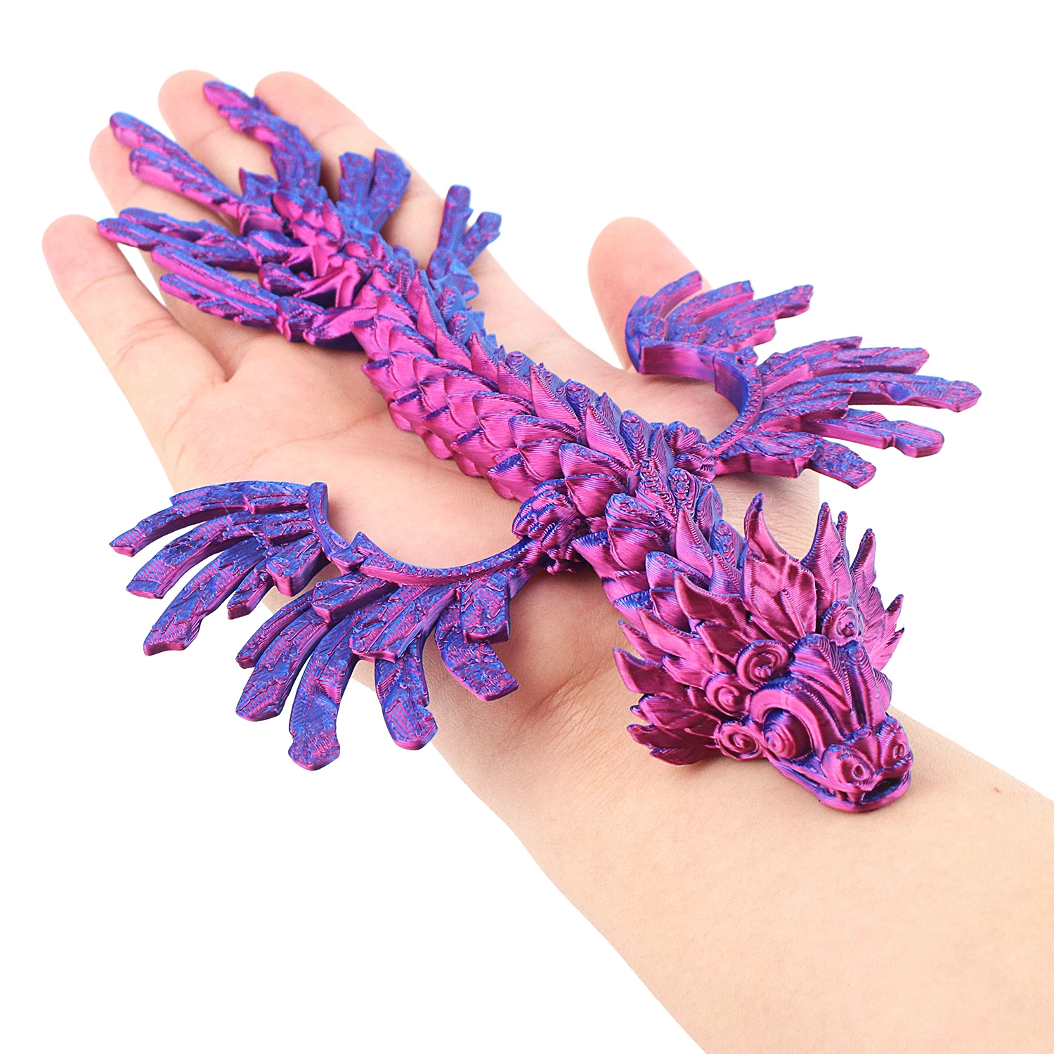 3D printed Phoenix Bird, dual color gradient dragon model, colorful creative decorative gift, joints can swing