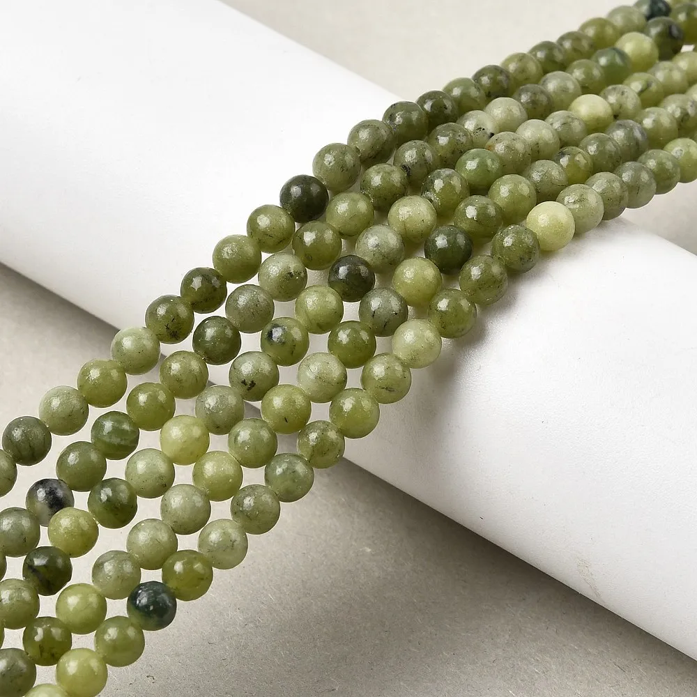 Chinese Jade/Southern Jade Beads Strands Round 4mm Hole: 1mm 90pcs/strand 14.76''(37.5cm)