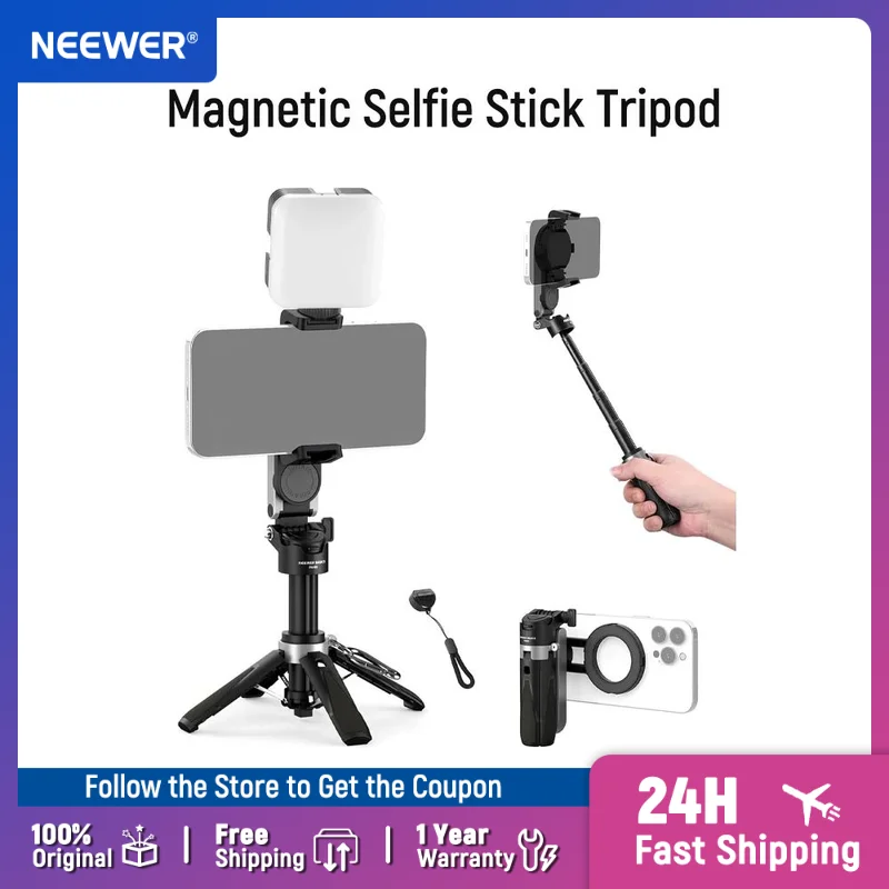 

Магнитный штатив-монопод NEEWER BASICS для Magsafe iPhone Samsung Android со съемным пультом для видеосъемки
