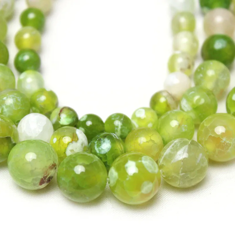 Natural Stone Green Chalcedony Fire Agates Smooth Round Loose Beads For Making DIY Jewelry Bracelet Necklace Pick Size 6 8 10 MM