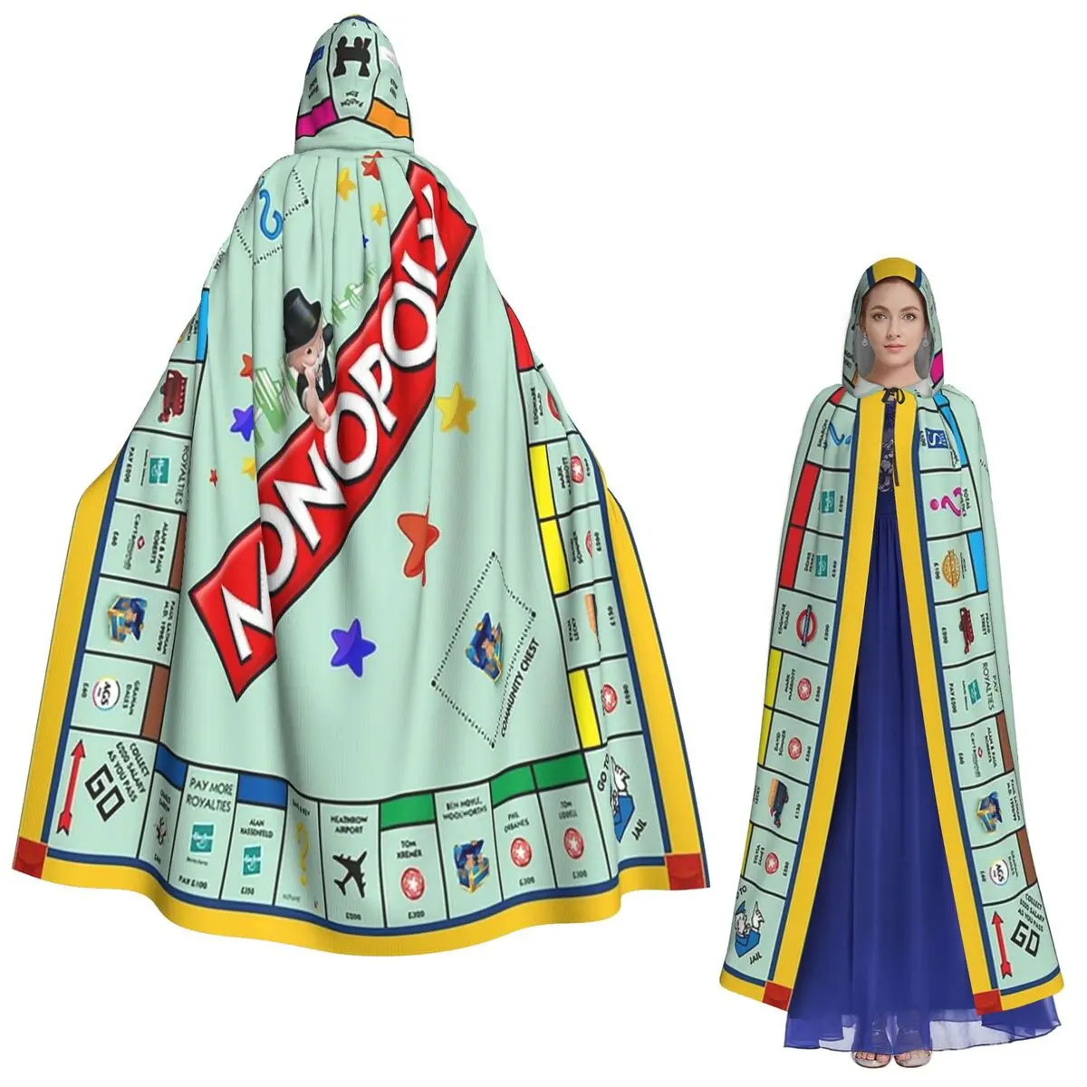 

Монополия настольная игра классический длинный плащ с капюшоном ведьма средневековый костюм косплей накидка Хэллоуин вечеринка для взрослых унисекс