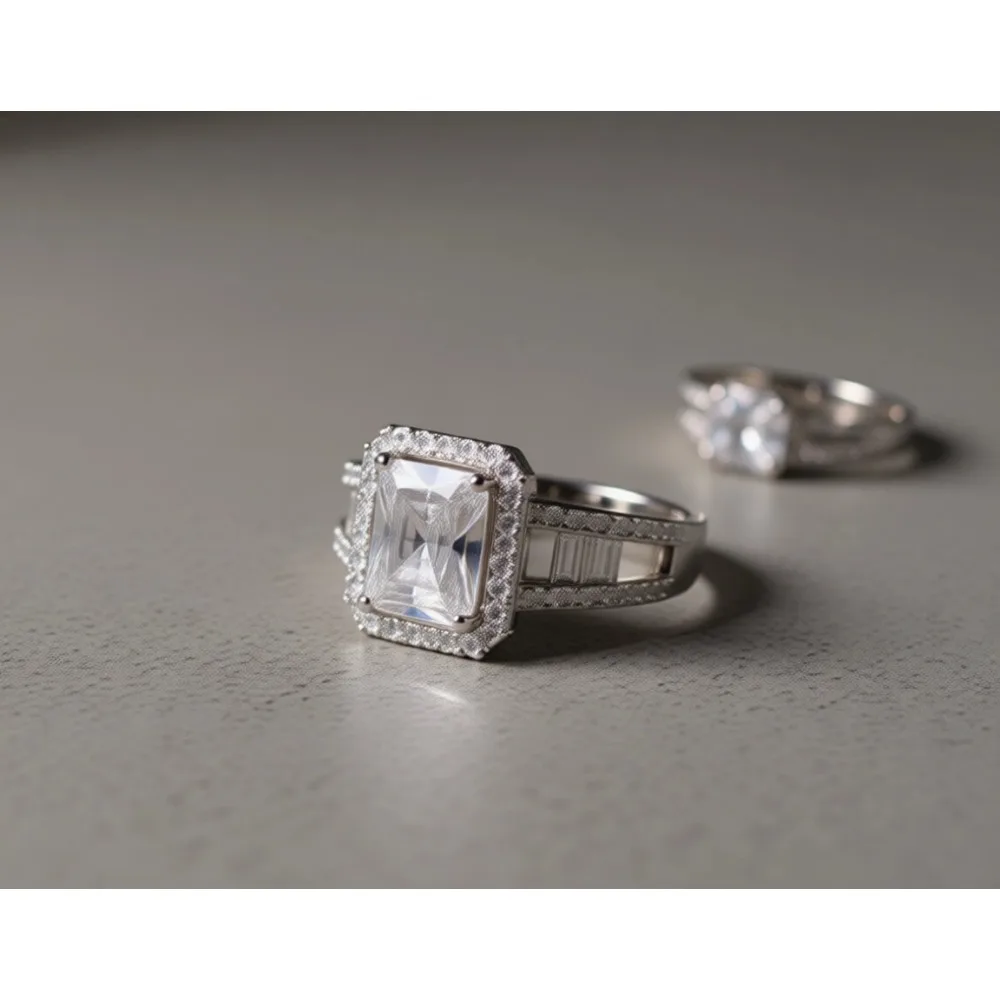 

Кольцо-браслет из стерлингового серебра с квадратными фианитами 3 карата, многослойное, для женщин