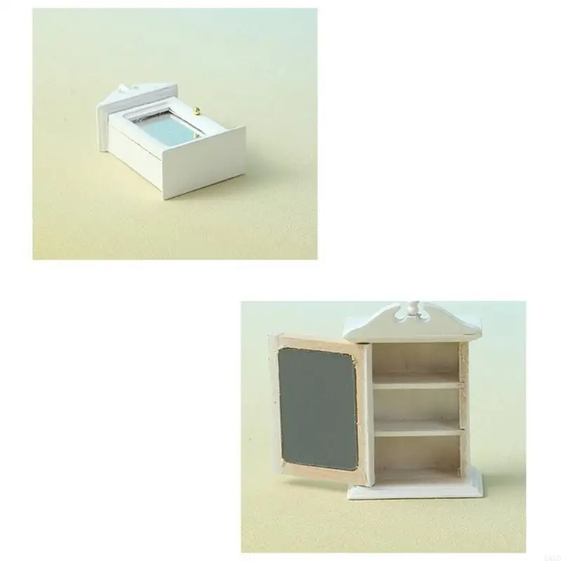 

Doll House Mini Dressing Mirror with Cabinet Full Mirror 1:12 Model Toy Teenager Girls Dollhouses Pretend Play E65D