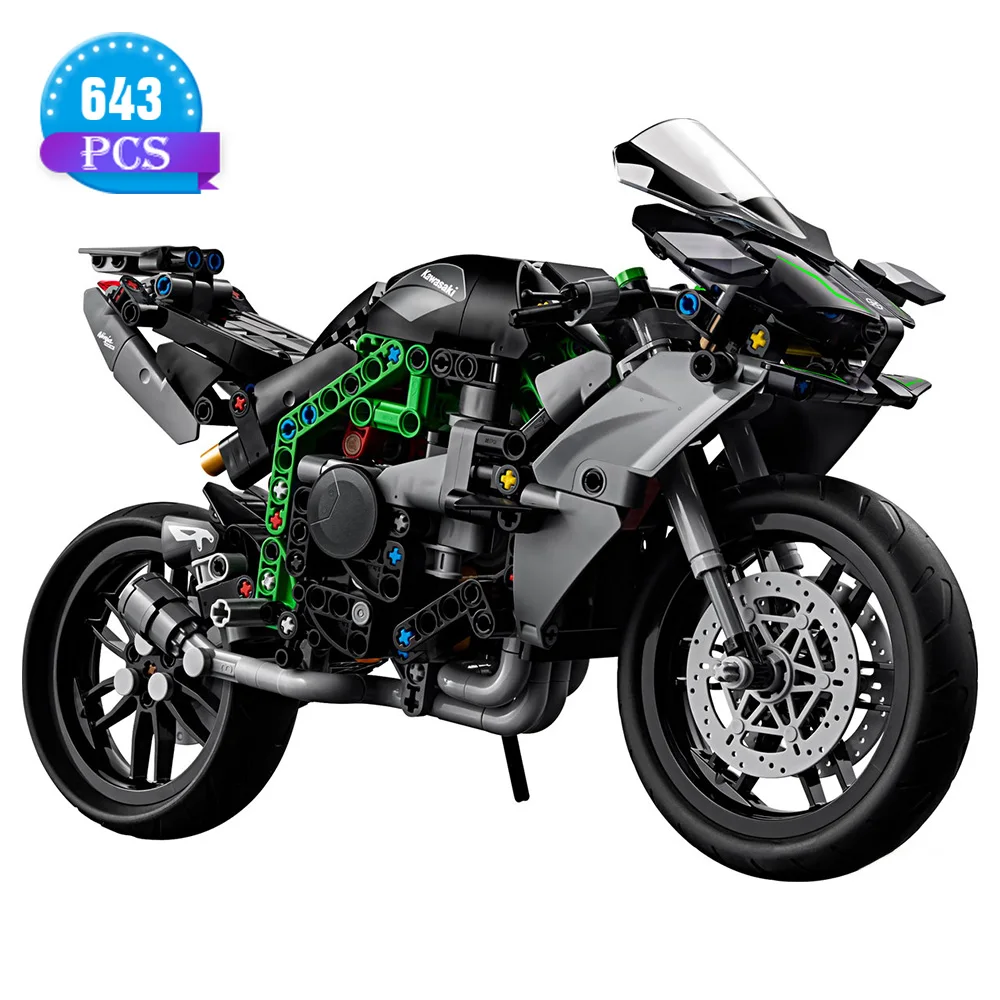 Technical Motorcycle 42170 Building Blocks Playset, Ninja H2R Motorcycle Model Kit, Collector's Edition Building Kit For Boys