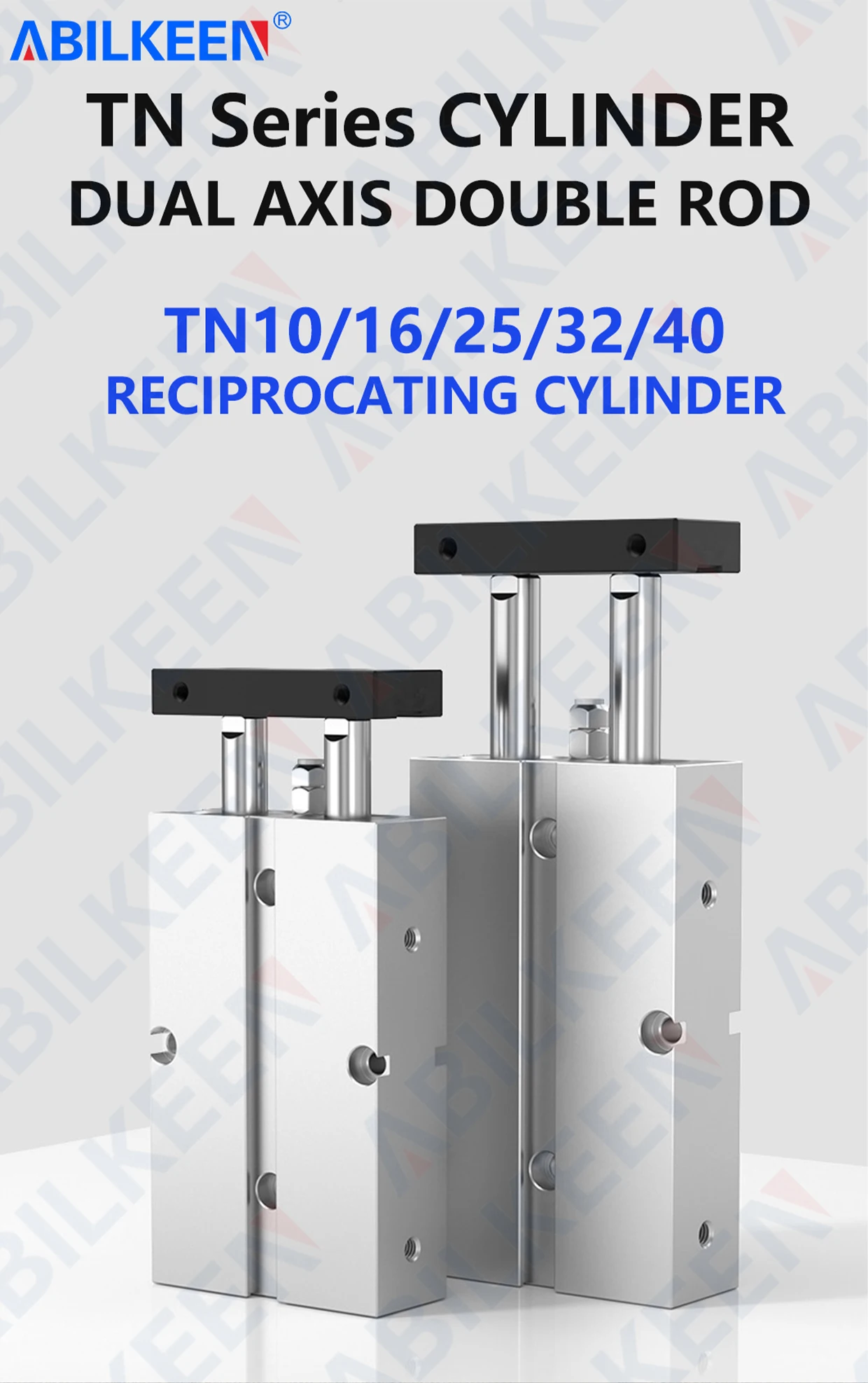 ABILKEEN TN Series Dual Axis Double Rod Compact Guide Cylinder TN16X10/15/20/25/30/35/40/45/50/60/70/75 Pneumatic Air Cylinder