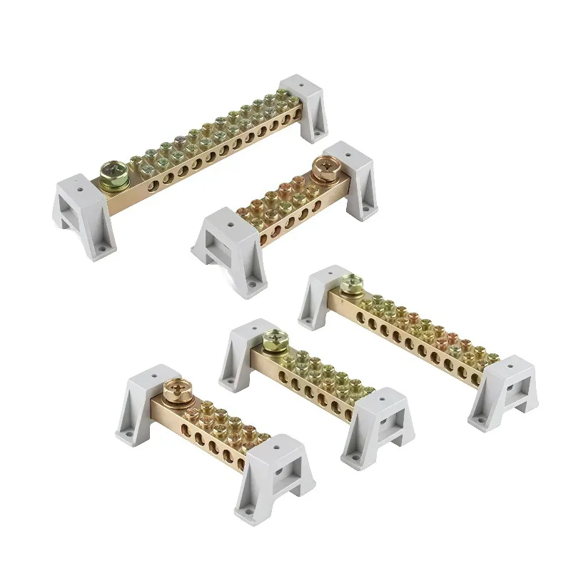 Barre omnibus en cuivre à mise à la terre à double rangée à 12 trous, barre omnibus à terre zéro, câblage à courant élevé 12*18, distributeur de barres omnibus en cuivre