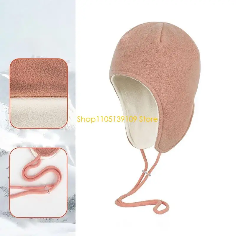 조정 가능한 문자열이있는 방풍 귀고리 모자 양털 비니 모자 남여 열 모자 스노우 사이클링 스키를위한 부드러운 따뜻한 모자