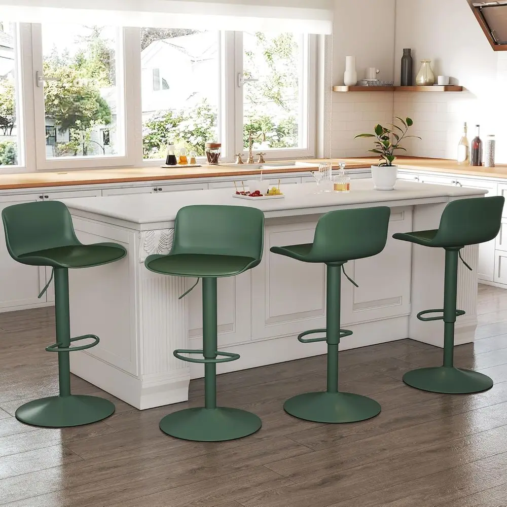 

Adjustable Swivel Bar Stools with Green Upholstered PU Leather, Set of 4