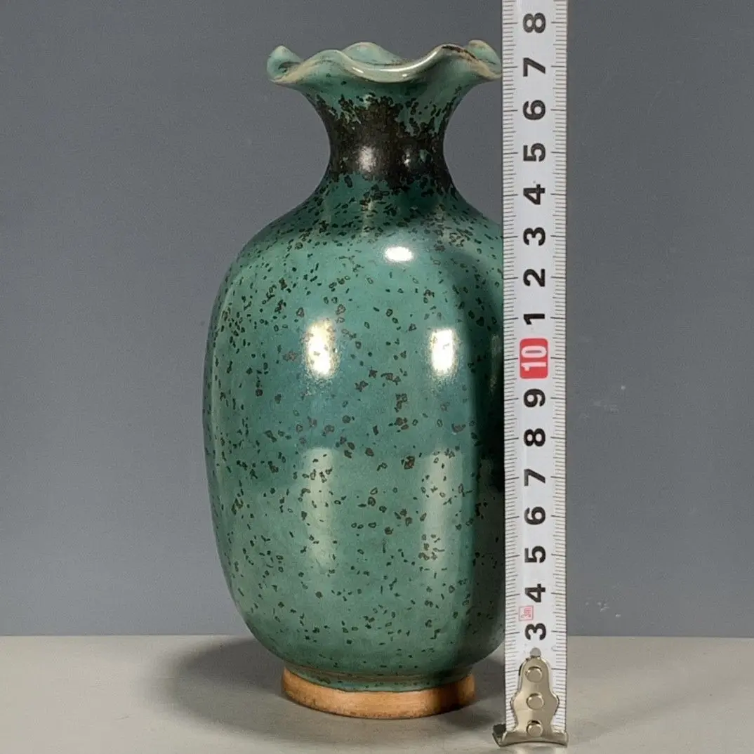 Jun Kiln Porcelain Flared Floral-Mouth Appreciation Vase with Natural Flambe Glaze, Ancient Kiln