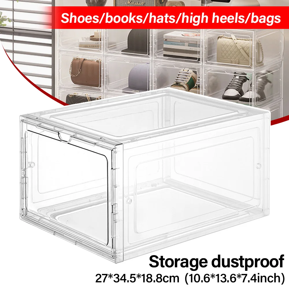 1pc Plastic Shoes Case Transparent Thickened Drawer Case Plastic Shoe Boxes Stackable Box Shoe Organizer Storage Box Shoebox