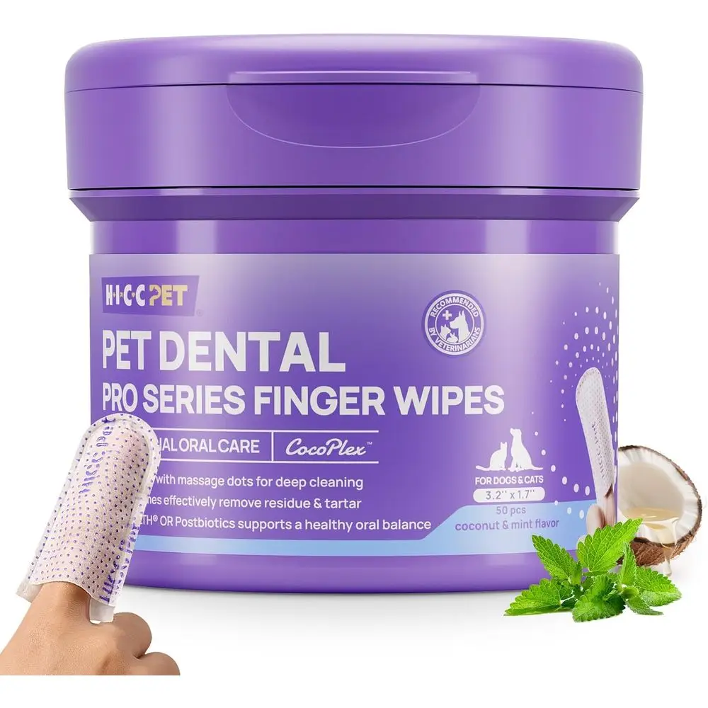 

Vet-Approved Dental Wipes for Dogs and Cats, Reduces Plaque & Tartar, Freshens Breath, No-Rinse Toothbrush Alternative, Gentle D