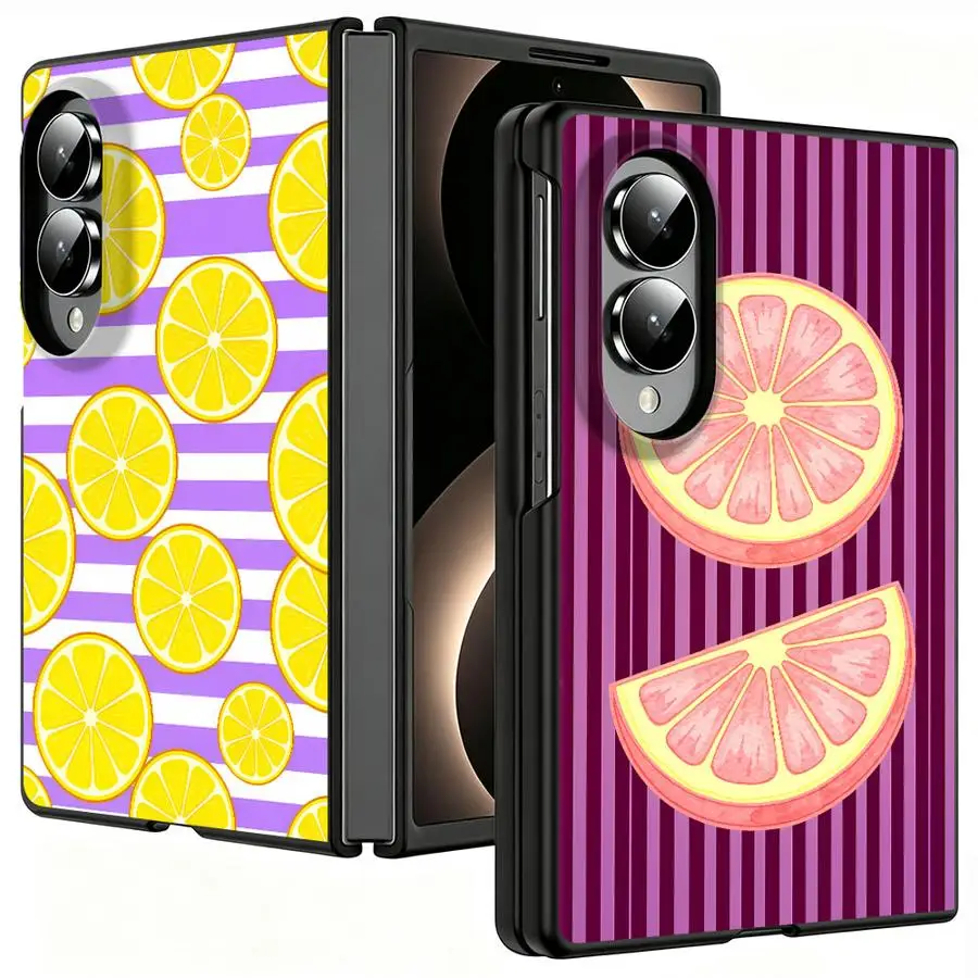 Phone Shell Case for Samsung Galaxy ZFold Wide Z Fold8 Wide Z Fold 8 ZFold8 Stripe Lemon Print