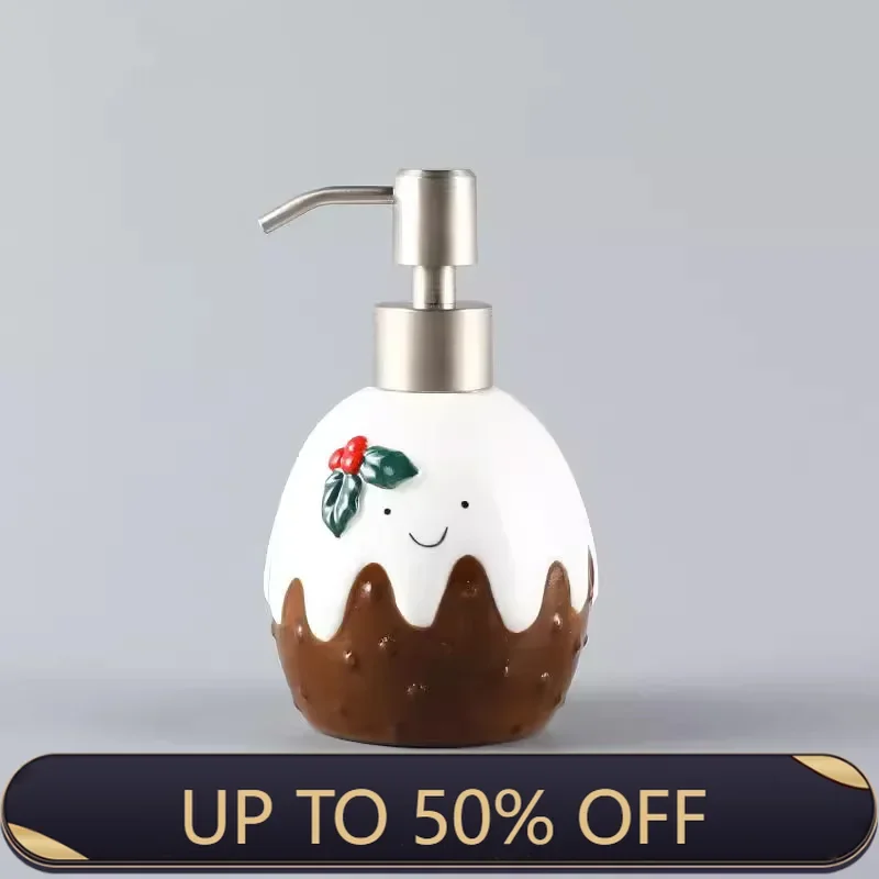Ceramic Christmas Lotion Bottle Cartoon Hand Sanitizer Soap Dispenser Shampoo Shower Gel Bathroom Accessories